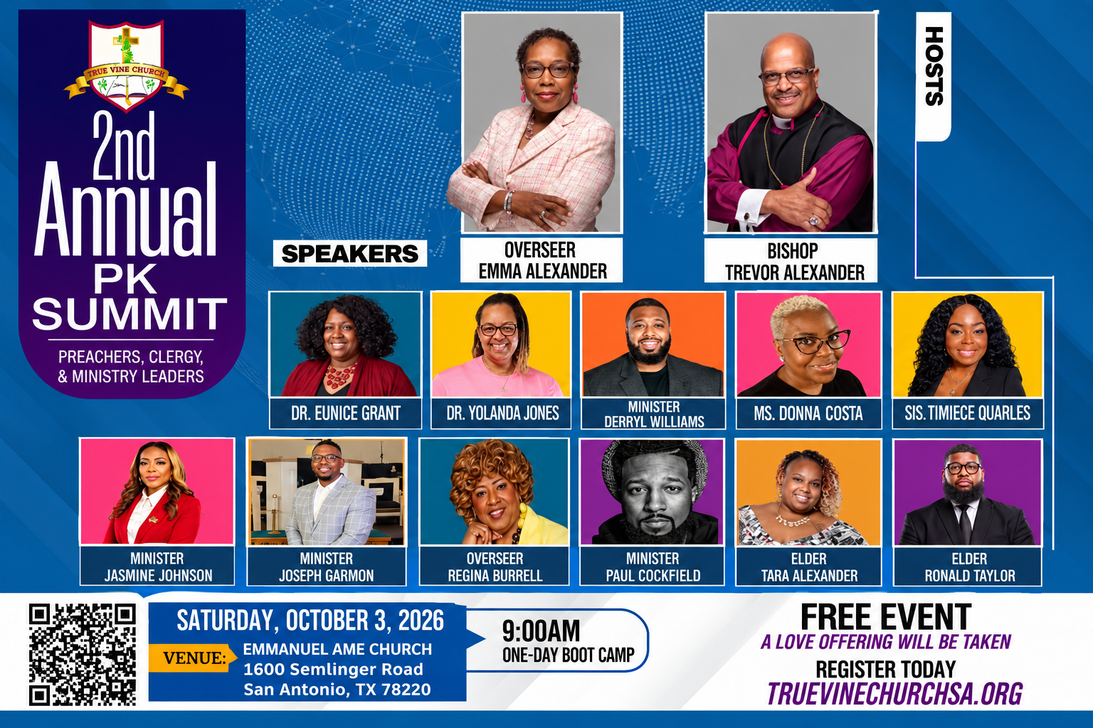 2nd Annual PK Summit — Saturday, October 3, 2026 at 9:00 AM. Emmanuel AME Church, 1600 Semlinger Road, San Antonio, TX 78220.